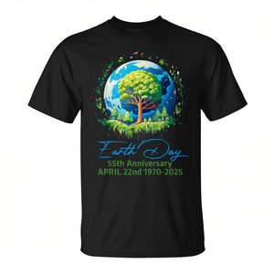 T-shirt promozionale ecologica in cotone girocollo a maniche corte per il 55° anniversario della Giornata della Terra 2025 - 22 aprile 1970 - 2025 - Product Image 2