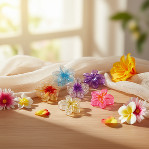 Fermaglio per capelli a forma di fiore di frangipani bicolore in gelatina, 8 cm - Product Image 3