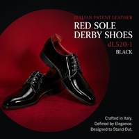 Zapatos Derby de charol negro brillante italianos DL520-1 al por mayor para hombre, zapatos formales con cordones, zapatos de vestir con suela roja para fiestas y negocios.