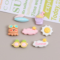 Cabochons en résine à dos plat, motifs mini canard mignon, château de plage et coquillage, pour centre de nœud à cheveux, accessoires de décoration Kawaii pour DIY et nail art