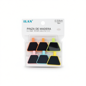 Pince à linge en bois avec mini tableau noir 3,5 cm 6 pièces Pizarra - Product Image 1