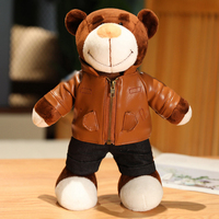 Peluche ours en peluche motard avec casque amovible, mascotte personnalisée pour entreprise