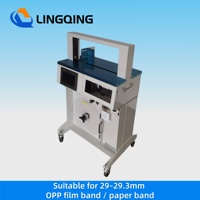Machine à banderoleuse automatique LQ30V pour table haute, avec film OPP et sangles en papier, pour l'emballage de cartons de boulangerie et d'aliments