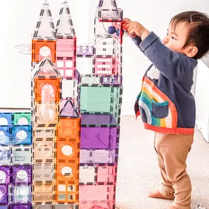 2022 hot selling amazon magnetic tiles toys 3d construction clear magnetic tiles building blocks for children
