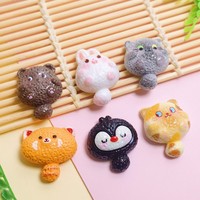 Miniatures d'animaux mignons en résine à dos plat pour loisirs créatifs, embellissements pour scrapbooking