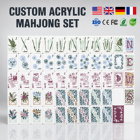 Jeu de tuiles de mahjong américaines en acrylique personnalisées, 160 pièces avec supports en bois, logo gravé, cadeau haut de gamme, fabrication OEM