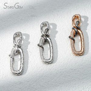 Starsgem 14K <b>Solid</b> <b>Gold</b> D Color Round Brilliant Cut Lab Grown Diamond VS Unisex 3.6g Snake Design Vintage Style <b>Pendant</b> - Product Image 1