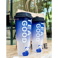 Gobelets en plastique avec étiquetage dans le moule en film personnalisé à emporter 16oz 24oz Boissons froides Tasse à café, jus, thé à bulles Tasse en plastique PP réutilisable