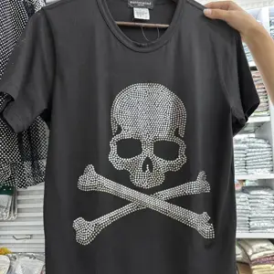 Rhinestone Skull Truyền Nhiệt Bling Thiết Kế Tùy Chỉnh Rhinestone Truyền Nhiệt Cho T-shirt