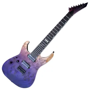 Flyoung紫色电吉他厂高品质左手颈穿身乌木指板