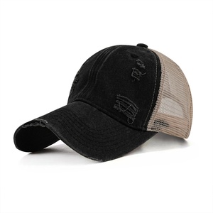 Gorras al por mayor: Gorras trucker de malla de algodón lavado y desgastado, transpirables, lisas, para béisbol y deportes, para hombres y mujeres. - Product Image 5