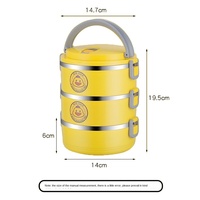 Boîte à lunch isotherme multicouche en acier inoxydable, petite, fraîche, style dessin animé, pour étudiants et employés de bureau, portable, conservation de la chaleur, 1-2L