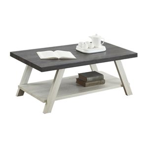 DB Athens Table basse contemporaine en bois bicolore charbon de bois patiné et style moderne beige - Product Image 4