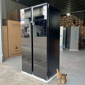 Réfrigérateur à double <span class=keywords><strong>porte</strong></span> de 693 L avec grande capacité, réfrigérateurs en verre noir pour la maison, <span class=keywords><strong>d</strong></span>égivrage automatique, réfrigérateur à fréquence variable - Product Image 1