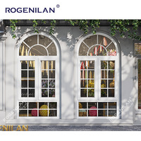 Ventana Redonda de Aluminio Resistente a Huracanes Estilo Francés Rogenilan, Ventana Circular Fija con Rejilla