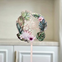 Acryl alles Gute zum Geburtstag Blume gedruckt Cake Toppers Party zubehör für Kuchen Dekorieren Zubehör