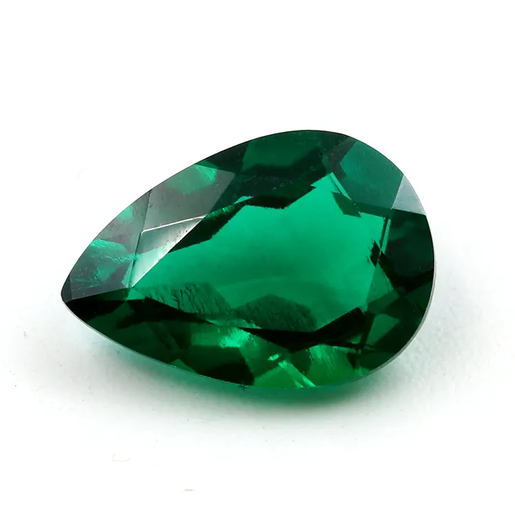 Esmeralda en forma de pera 10x8mm piedra preciosa sintética suelta Esmeralda sintética para la fabricación de joyas