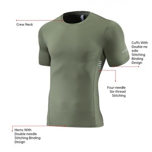 Nuova Linea di Abbigliamento Sportivo Elasticizzato in Poliestere e Spandex, T-Shirt <span class=keywords><strong>da</strong></span> Allenamento Traspirante e Compressiva per <span class=keywords><strong>Uomo</strong></span> - Product Image 3