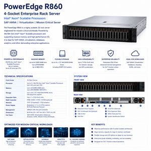 Serveur en rack d'entreprise Dell PowerEdge R860 à 4 sockets, processeur Intel Xeon, serveur critique pour la virtualisation <span class=keywords><strong>SAP</strong></span> HANA - Product Image 2
