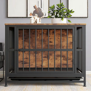 Hölzerne Hunde kisten möbel Modernes Design Hochleistungs-Hundehütte für mittelgroße/große Hunde Wohnzimmer im Innenbereich Verwenden Sie 2 Türen abnehmbar - Product Image 5