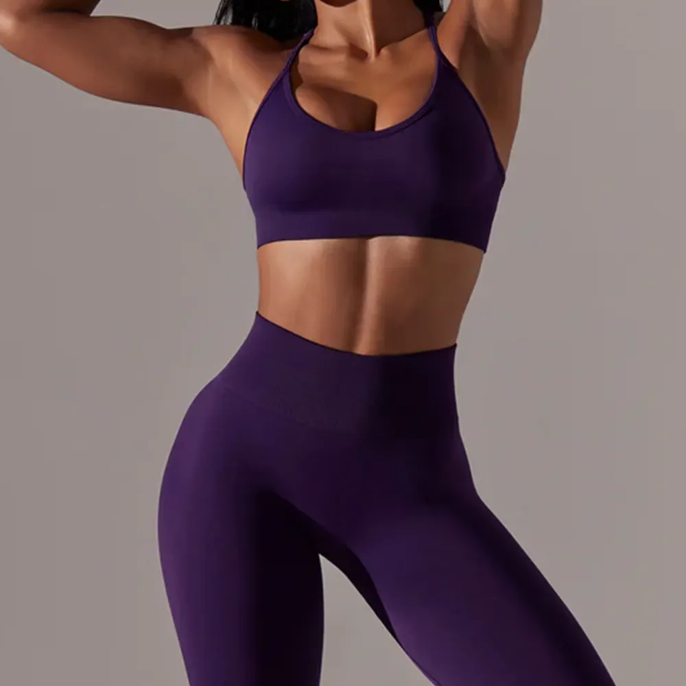 Yoga thoáng khí xà cạp thiết lập mềm Sexy hỗ trợ độc đáo chéo trở lại tùy chỉnh phòng tập thể dục Yoga mặc thể thao tập thể dục Áo ngực cho phụ nữ