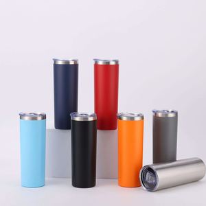 White Sublimation Blank Tumbler 20oz Skinny Stainless Steel Straight Mug with <b>Metal</b> <b>Straw</b> and Lid Included - Product Image 4