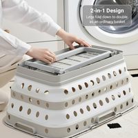 Panier à linge pliable en plastique, panier de rangement pliable en PP+TPE, panier à linge pliable pratique avec roulettes