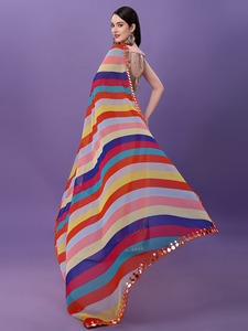 Sari indien en georgette avec imprimé multicolore pour femmes, tenue décontractée, vêtements ethniques, nouveau design, sari imprimé Lahariya - Product Image 4