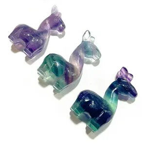 Wholesale Bulk Natural Crystal Carving Crystal Fluorite Giraffe For Souvenirs Gift