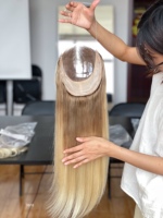 SHY Mini Topper capillaire en cheveux Remy chinois, ligne de cheveux invisible, base en maille respirante, texture Body Wave, fournisseur pour salons