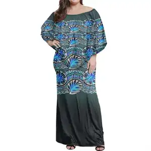 2024 Plus Size Women's Clothing Manufacturers Custom Loose Night Dress Polynesian Tribal Print Bodycon Dress Women