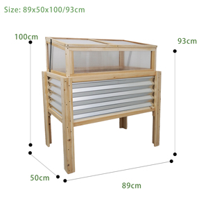 Easy Assembly Tall Elevated Wood Frame <b>Raised</b> Garden Bed Galvanized Steel <b>Planter</b> Box with Greenhouse Cover for Gardening - Product Image 6