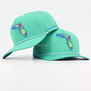 Custom Embossed Logo <b>Waterproof</b> 5 Panel Baseball Cap Hydro Breathable Golf <b>Hat</b> with Rope Laser Cut Perforated Rope Baseball Cap - Product Image 1