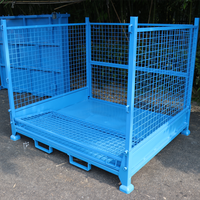 Conteneur de stockage en métal à mailles métalliques robustes, empilable, bacs en mailles métalliques, cage de stockage en métal empilable pour entrepôt