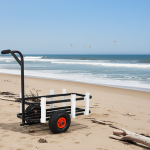 Heavy-Duty Beach Fishing Cart 11 In Wheels Steel Wagon Trolley With 7 Rod Holders For Sand Pier <b>Transport</b> - Product Image 2
