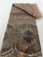 Tissu de mariée en dentelle florale lourde perlée, maille brodée de sequins écologique, accessoires de chaussures de mariage, tricoté chaîne uni