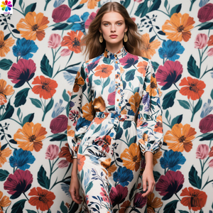 Venta caliente Satén de seda <span class=keywords><strong>italiano</strong></span> 100% poliéster tela impresa Digital de alta calidad para vestidos de novia decoración del hogar hilo teñido - Product Image 1