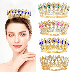 2025 nouveau Baroque rond mariage couronne mariée Pageant strass cristal diadèmes couronne moulage coiffes pour reines et roi - Product Image 6