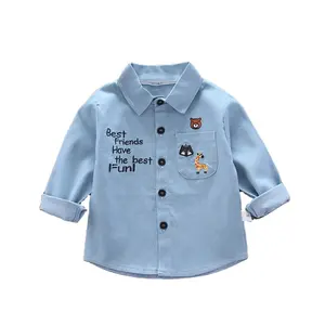 Kinderen Lange Mouwen Midden En Kleine Kinderen Koreaanse Kinderen Denim Dinosaurus Patroon Shirt