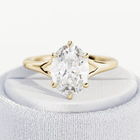 Bague de fiançailles solitaire ovale 1 carat à six griffes en diamant de laboratoire, or massif 14K/18K, certifiée IGI CVD/HPHT, personnalisable