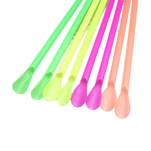 Pailles en <span class=keywords><strong>plastique</strong></span> colorées jetables avec cuillère pour smoothies, glaces, pailles flexibles pour boissons de fête - Product Image 4