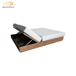 Loisirs bois couleur lit de jour mobilier d'extérieur canapé inclinable Double pliable Chaise longue en aluminium côté piscine <span class=keywords><strong>salon</strong></span> de soleil extérieur - Product Image 4