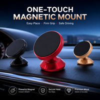 Soporte Magnético para Teléfono Móvil con Ventosa de Aleación de Aluminio para el Tablero del Automóvil, Rotación de 360 Grados, Altura Ajustable, Imán Potente