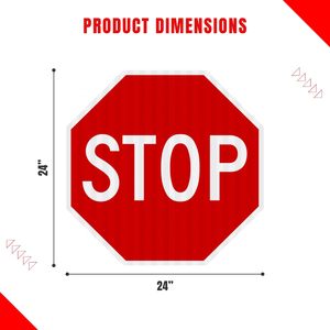 Segnale di <span class=keywords><strong>Stop</strong></span> Conforme MUTCD - Segnale Stradale Ottagonale in Alluminio Riflettente ad Alta Visibilità per la Sicurezza Stradale - Product Image 2