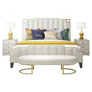 Francese italiano nuovo arrivo moderna <span class=keywords><strong>oro</strong></span> cornice rivestita di cuoio di lusso <span class=keywords><strong>letto</strong></span> king size <span class=keywords><strong>testata</strong></span> - Product Image 2