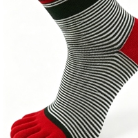 Chaussettes habillées à cinq doigts avec compression aux orteils, revers rayé, logo, tissu respirant – Style professionnel, chaussettes de printemps