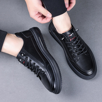 Nouvelle marque de baskets en cuir de vache noir pour hommes, lacets élastiques rapides, exportation d'usine de Wenzhou, chaussures décontractées sans marque, vente chaude en Afrique