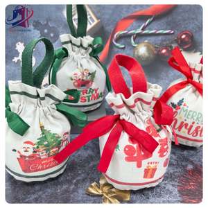 Petite pochette de Noël en toile de coton écologique recyclable avec logo personnalisé - Product Image 1