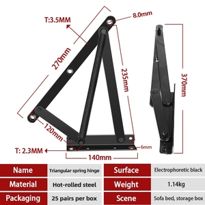 Herrajes para elevación de camas: Bisagra de elevación con resorte para sofá cama, para muebles de sala de estar, <span class=keywords><strong>bisagras</strong></span> de hierro plegables para sofá cama - Product Image 3