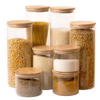 Récipient en verre hermétique avec couvercle en bambou, pot en verre de 1 oz à 18 oz, boîte de conservation pour la cuisine, pot en verre pour aliments, pot en verre borosilicate pour grains de café
